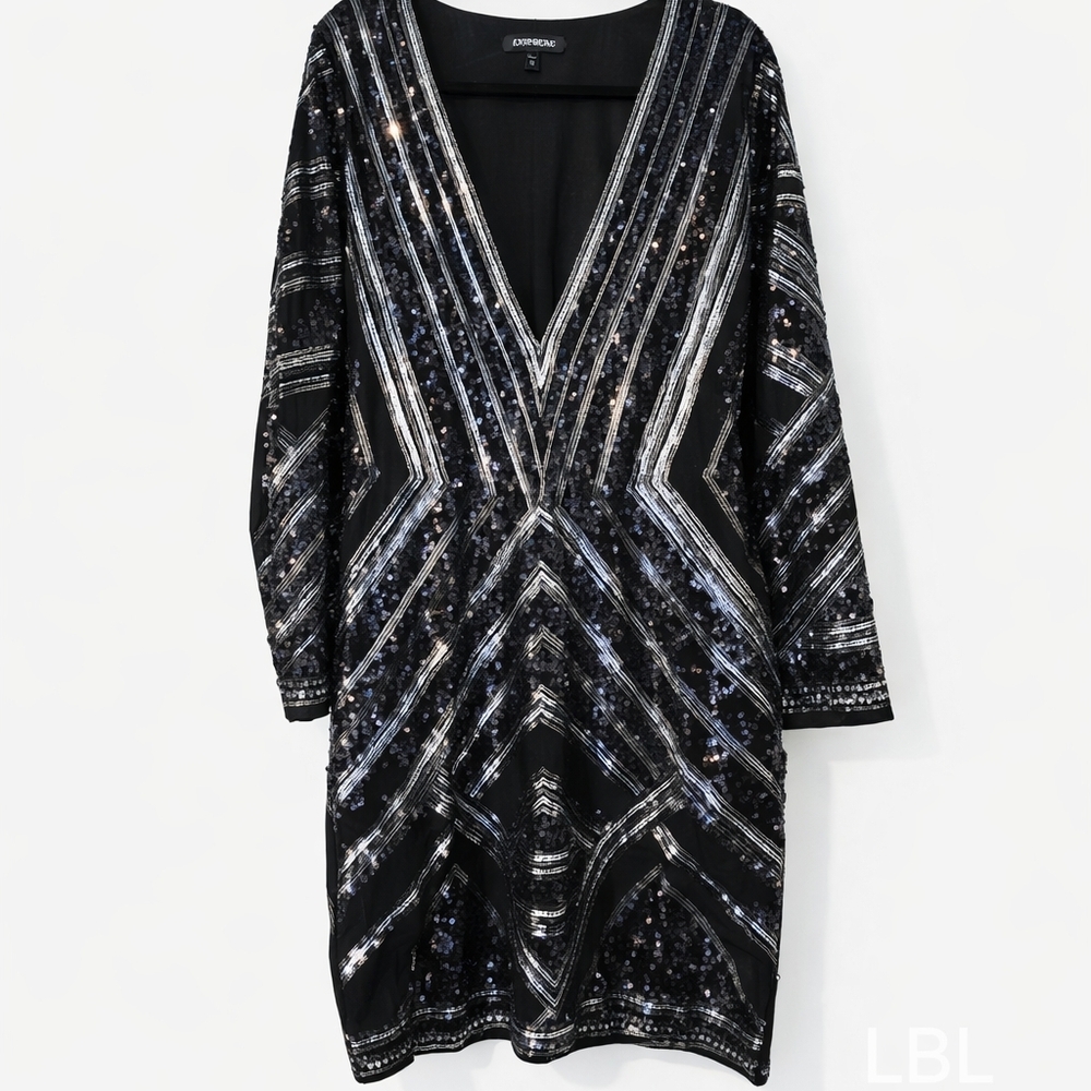 Black and Silver Sequin Dress